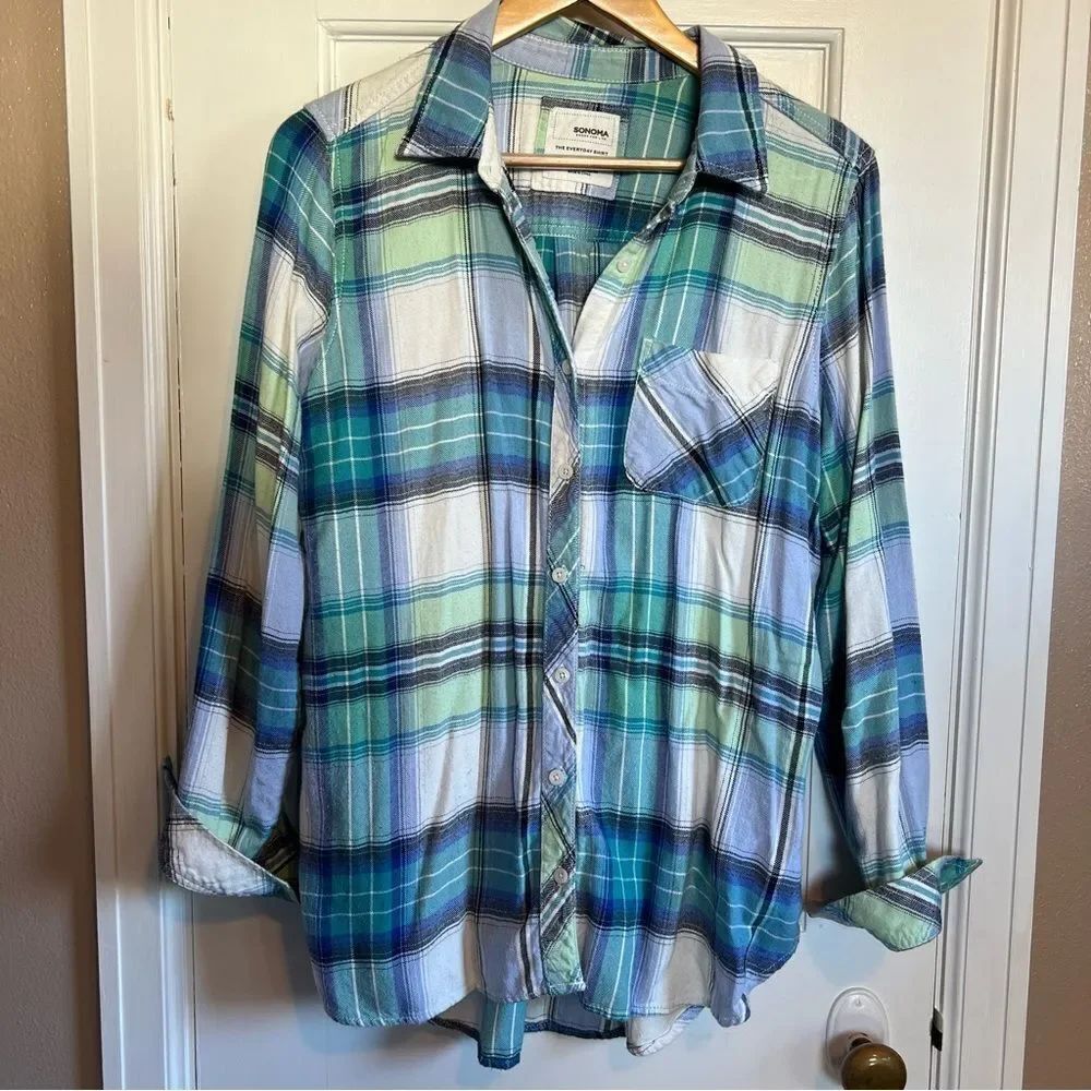 Sonoma Blue, Green, and White Flannel